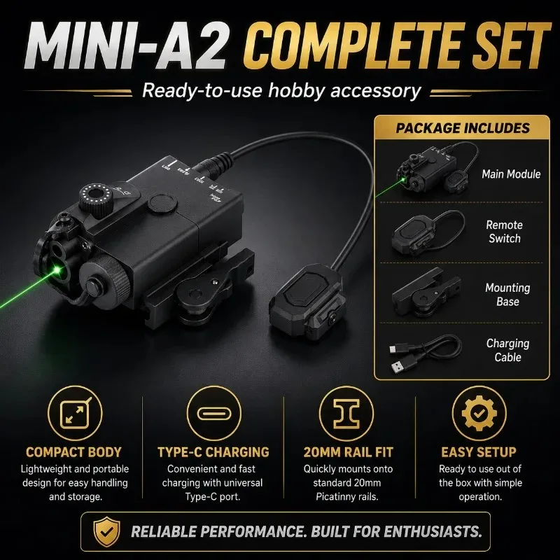 Mini‑sized MINI‑A2 Green Beam Locator Marker, Adjustable Hobby Decoration Kit Fit 20mm Slide Rail