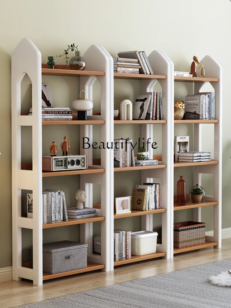 Nordic Solid Wood Bookshelf Floor Multi-Layer Bookcase Bedroom Student Storage Storage Rack Book Storage Rack