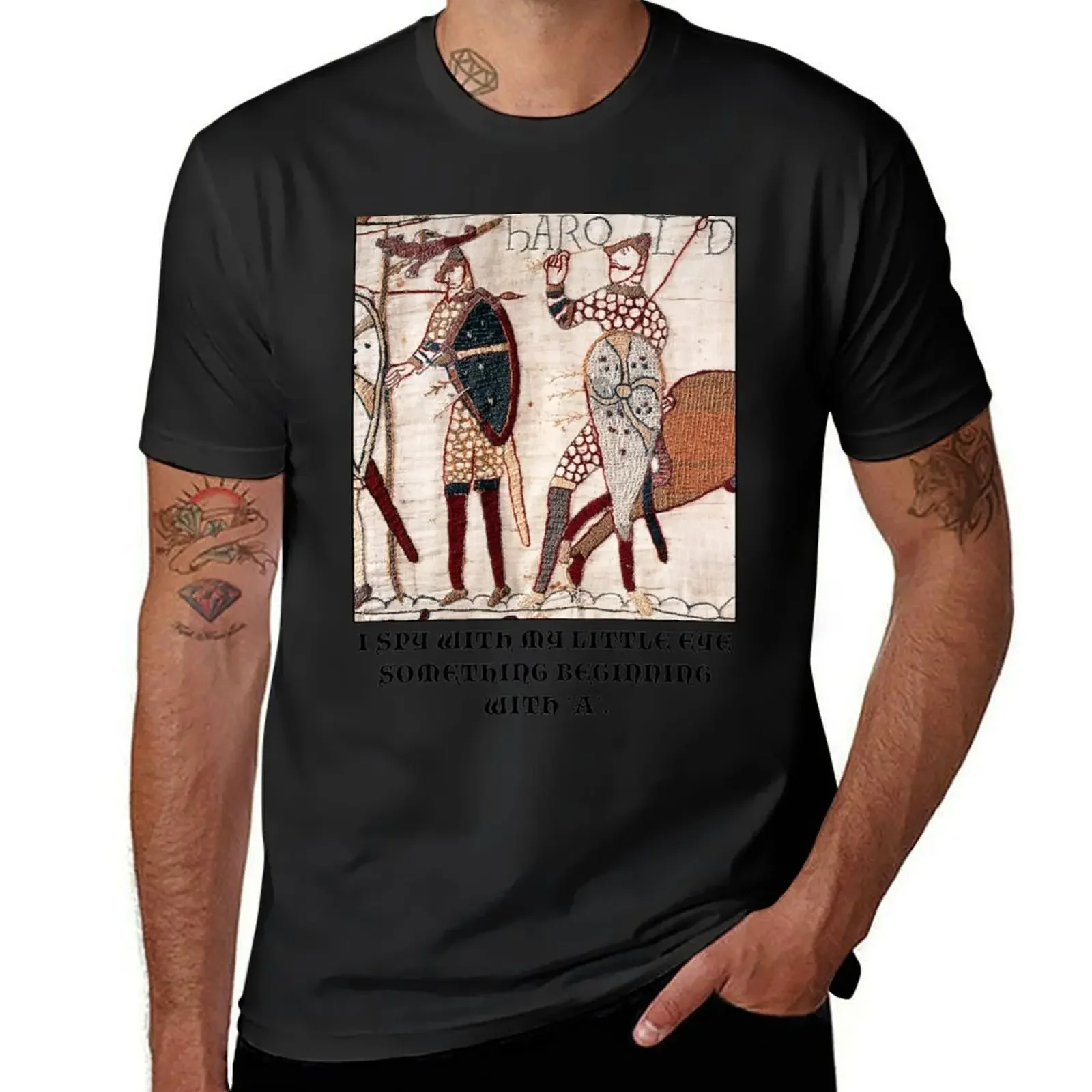 Bayeux Tapestry - I Spy With My Little Eye Something Beginning With 'A' T-Shirt customs design your own mens cotton t shirts