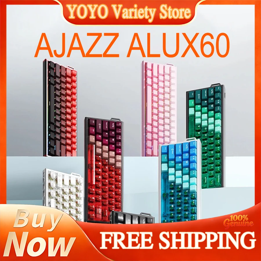 AJAZZ ALUX60 Aluminum CNC Hot Swappable Wired Magnetic Switch Mechanical Keyboard TTC Bingwang Switch 0.01mm 128K For Gaming