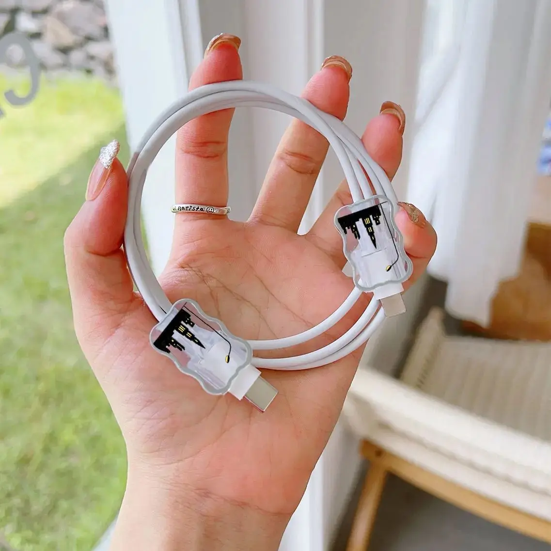 Wave Black house Set Cable Protector for iPhone 20W UK HK Plug Charger Case Phone Wire Cord Organizers