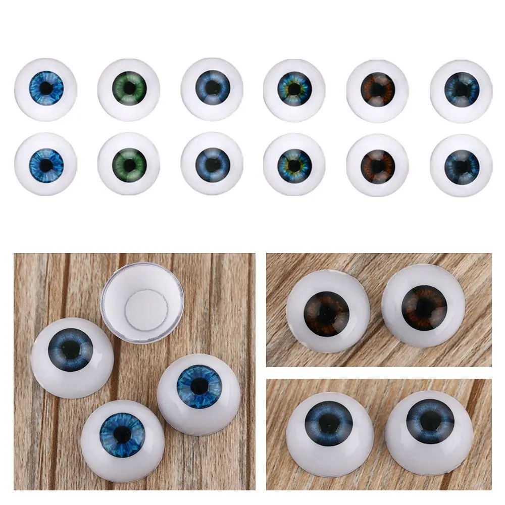 1pair Realistic Half Round Hollow Back Fake Eyes Eyeballs DIY Halloween Prop Horror Mask Doll Bear Animals Making 20mm