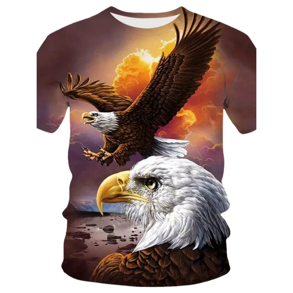 Fierce Eagle Men's T-Shirt Animal 3D Printed Men's Casual Short Sleeve Fashion Streetwear Lightweight Breathable Men's Clothing