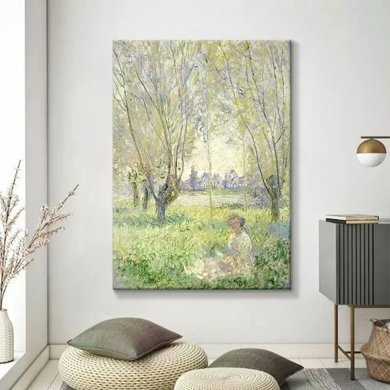 

Monet Poplars Canvas Poster Famous Tree Landscape Art Iris Garden Giverny Flower Scene Painting Bedroom Study Room Wall Decor