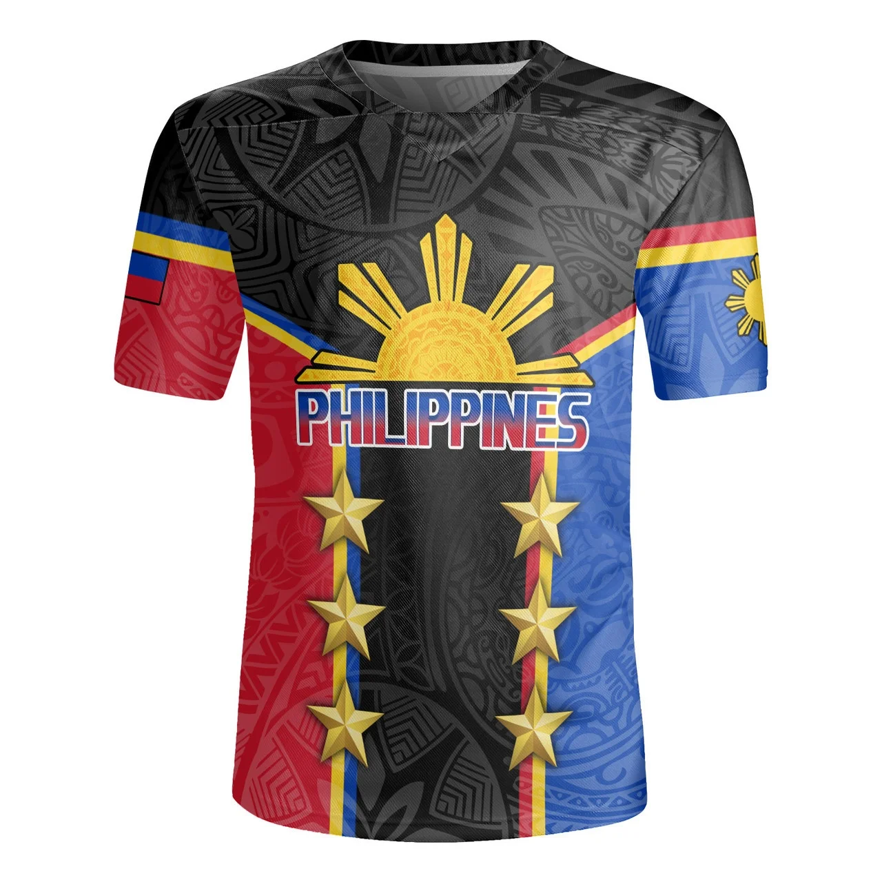 Polynesian Philippines Filipinos Rugby-Jersey 3D Printed V-Neck T Shirt Pride To Be Filipinos Graphic V Neck T-shirts Tee Shirts