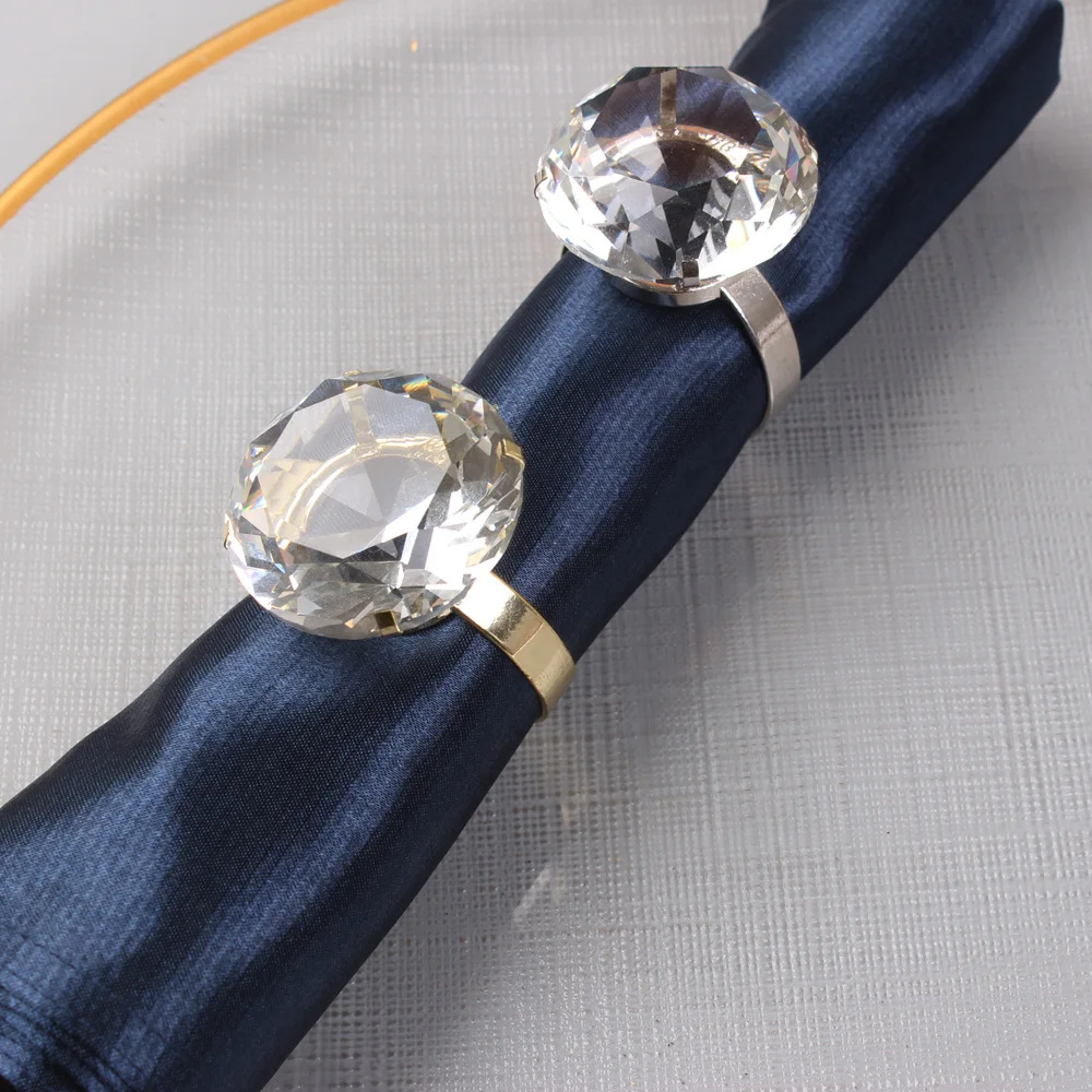 2pc Large Diamond Ring Crystal Napkin Clasp Classic Luxury New Diamond Mouth Cloth Ring Rhinestone Napkin Clear Serviette Holder