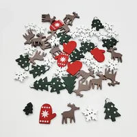 50pcs Christmas Natural Wooden Chip Santa Claus Snowflake Christmas Tree Hanging Ornament Pendant Christmas Decoration DIY Craft