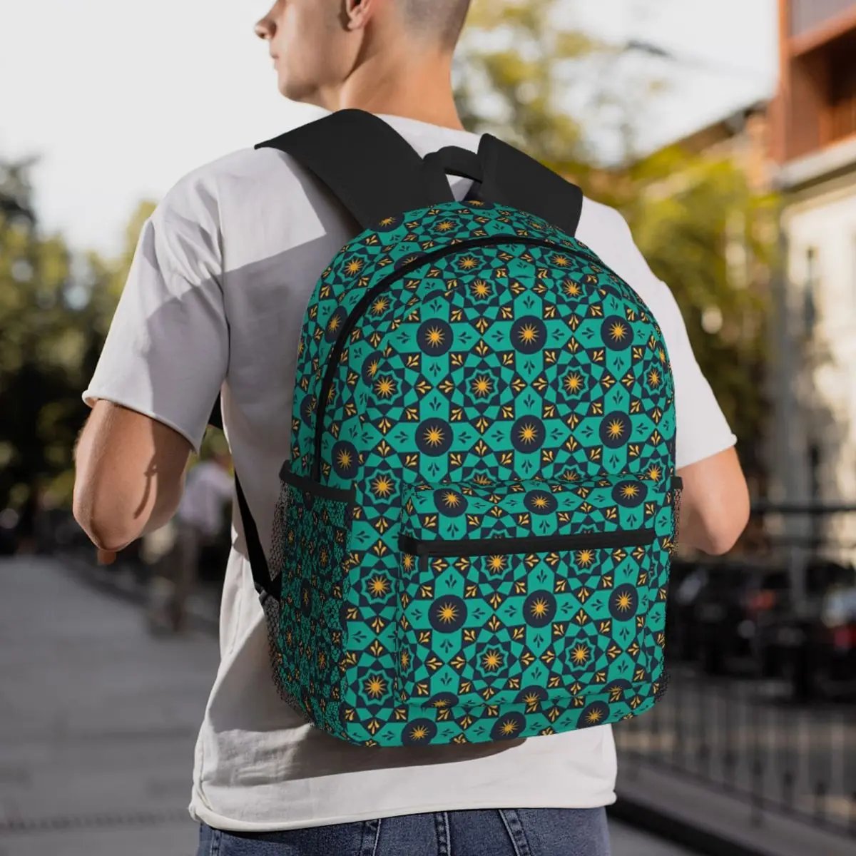 

Traditional Sindhi Design Cool Sindhi Turquoise Design Backpack Daypack Boys Girls BookBag School Bag Shoulder Bag for Men Women