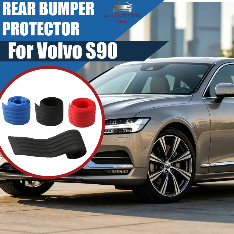 

For Volvo S90 Car Trunk Door Sill Plate Protector Anti-Scratch Rear Bumper Guard Rubber Mouldings Pad Trim