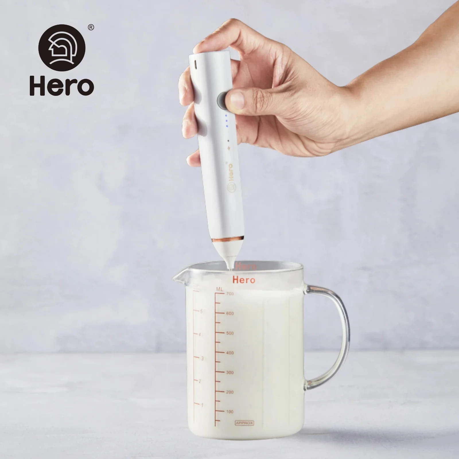 Hero Portable Electric Foam Maker, Coffee Maker, Household Milk, Hand-held Whisk Stick, Egg Beater, Rechargeable