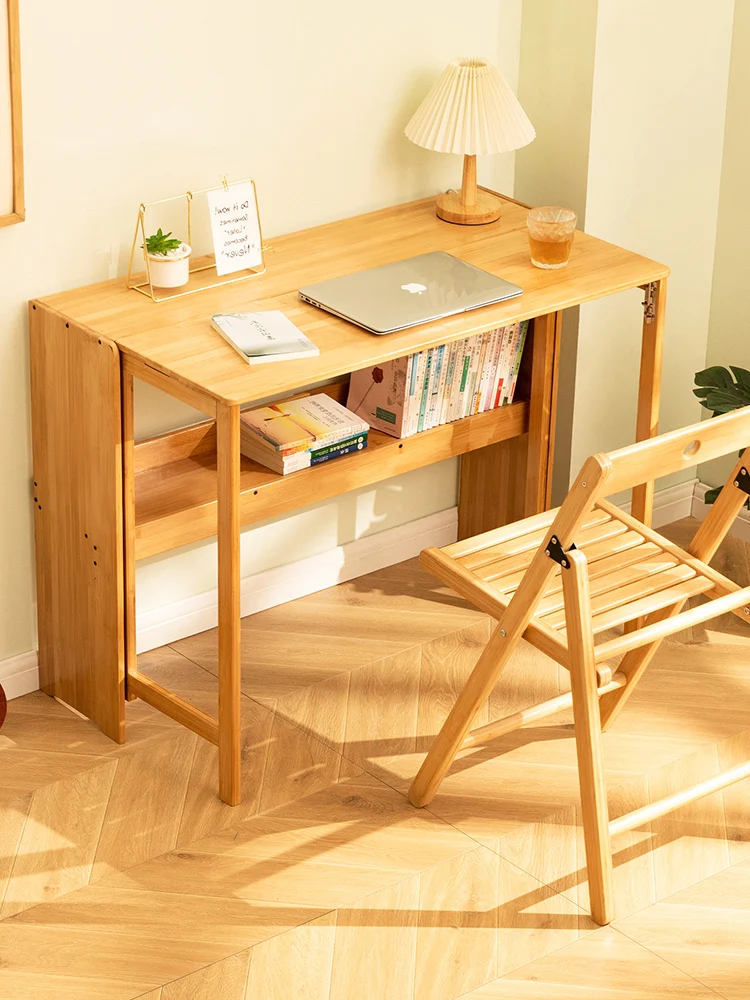 Folding Desk Computer Table Desk Student Household Small Desktop Solid Wood Bedroom Bedside Writing Workbench