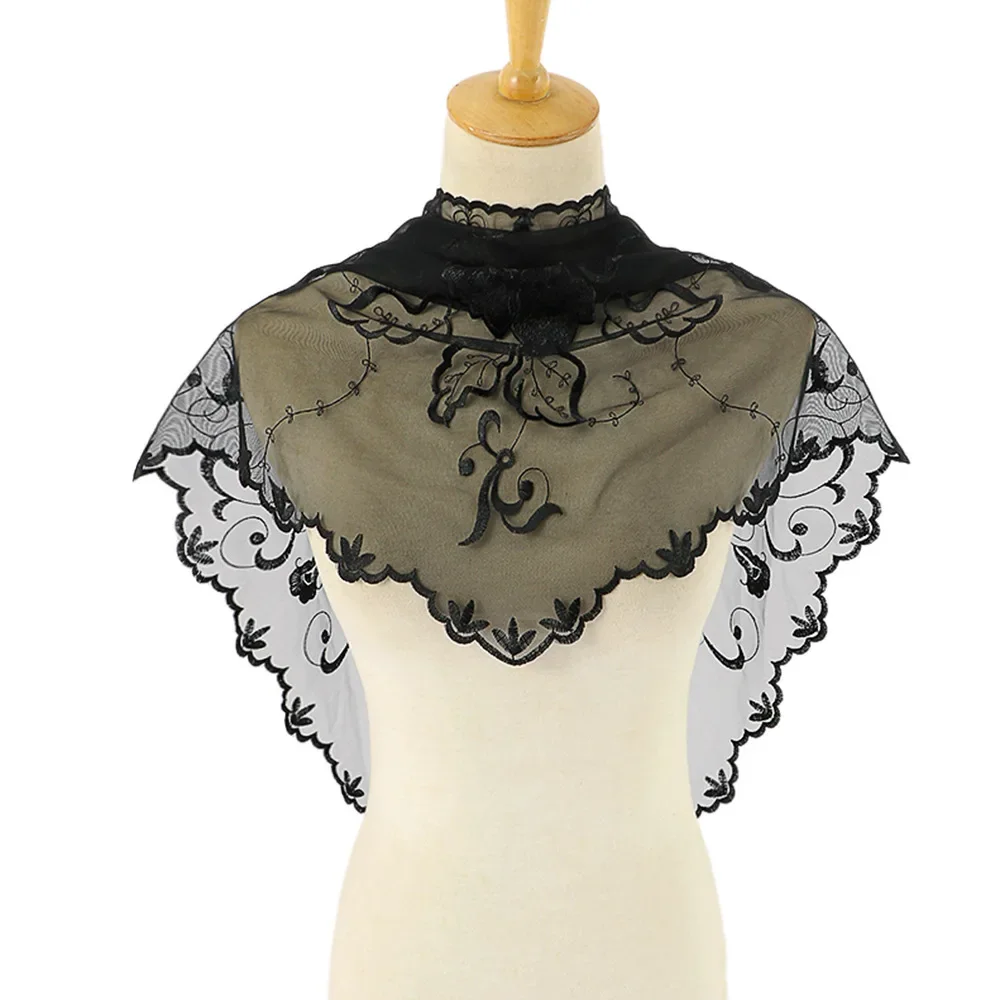 New Spring and Autumn Solid Color Lace Triangle Scarf, Fashionable Hollow and Thin Triangle Veil Scarf