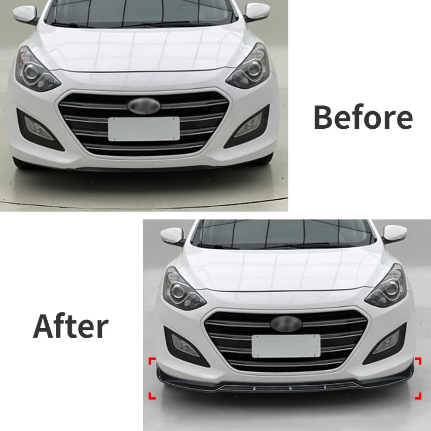 Gloss Black/Carbon Look For Hyundai I30 MK2 MK2.5 2012-2017 Car Front Lower Bumper Lip Splitter Spoiler Exterior Tuning Body Kit