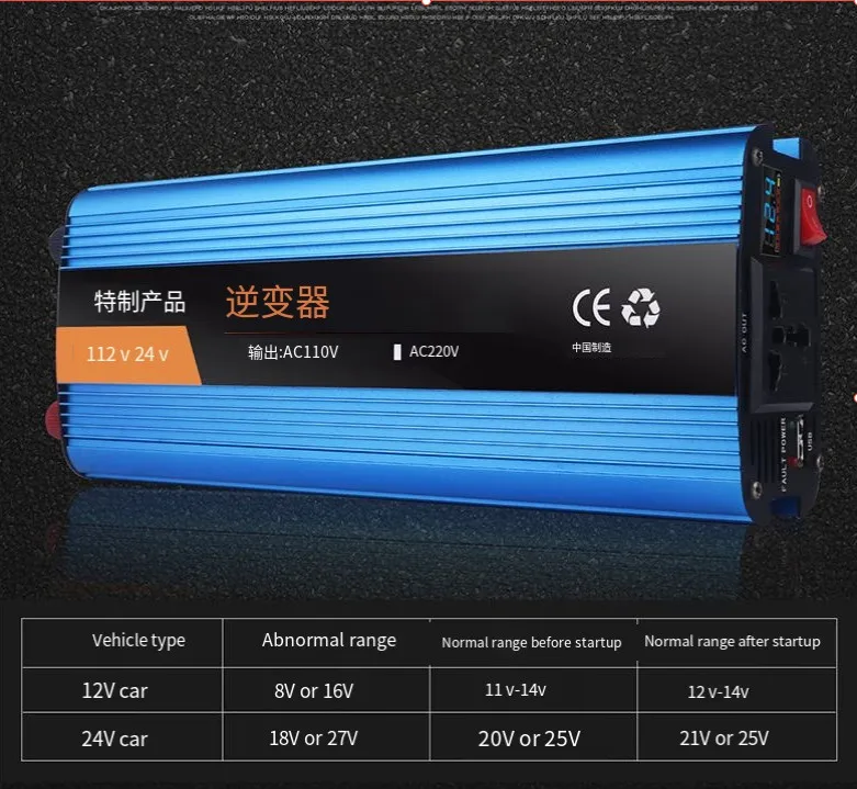 Convertitore di potenza Inverter per auto Smart Power con Display digitale singolo da 500W 12V 24V 36V 48V 60V a 220V