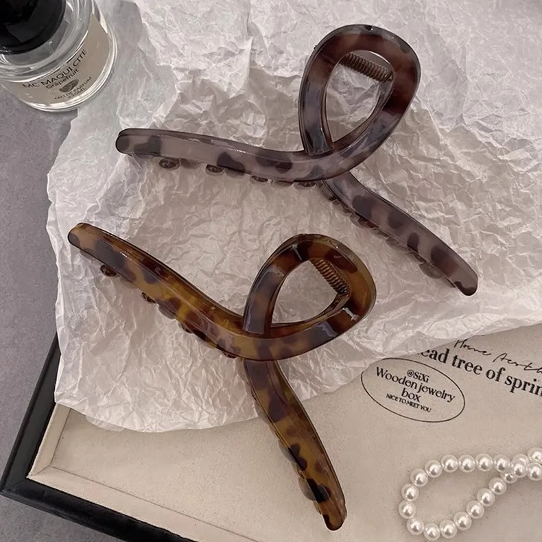 11cm Retro Leopard Print High-Grade Large Hair Claw For Women Shark Clip For Girl Barrettes Hair Accessories