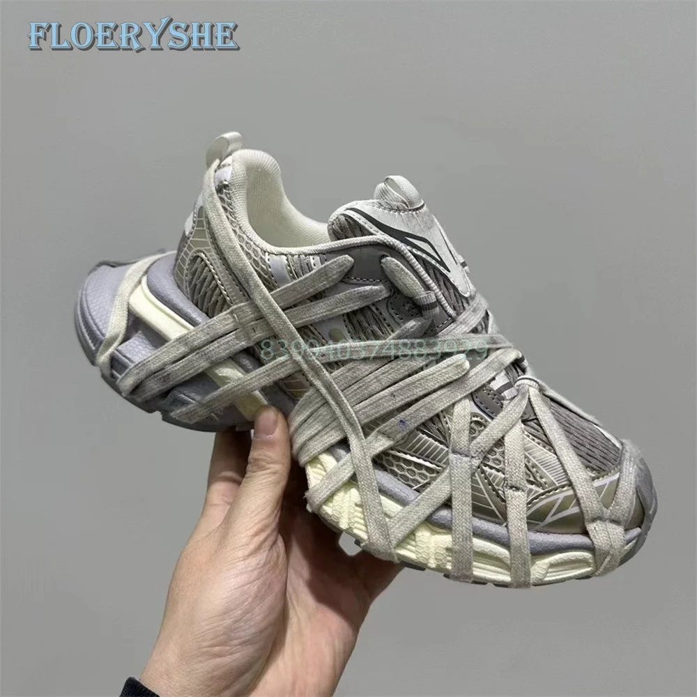 Lace Up Street Sneakers Niche Thick Splicing Mixed Color Sports Shoes 2024 New Arrival Vulcanization Shoes Punk Breathable Women