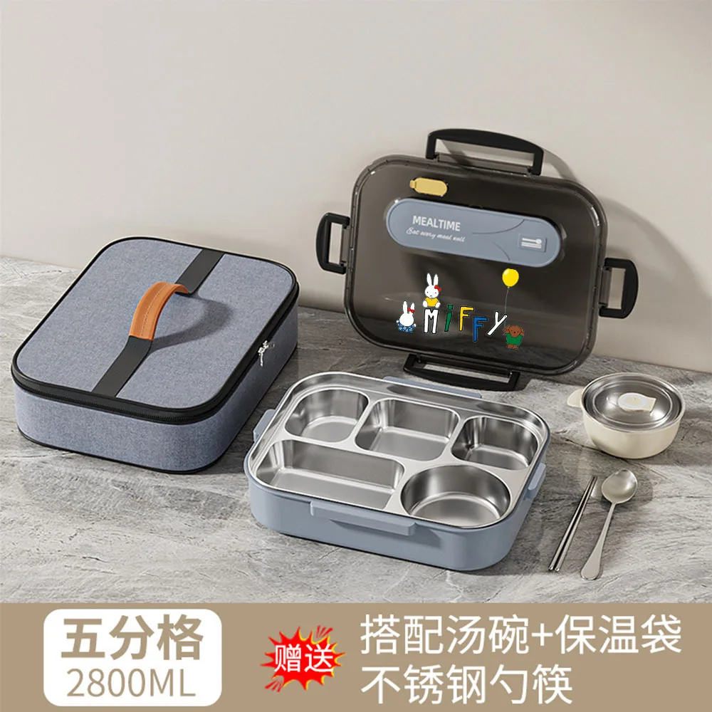 ميفي 5 مقصورة بينتو مجموعة صناديق 2800 مللي حاوية طعام من الفولاذ المقاوم للصدأ مع حقيبة معزولة وعاء الحساء أدوات المائدة للمكتب والمدرسة #1