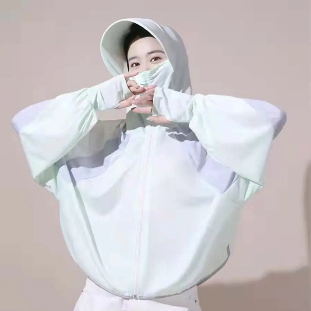 بلوزات الموضة ملابس واقية من الشمس المرقعة بأكمام طويلة ملابس Sunblock المضادة للأشعة فوق البنفسجية شال في الهواء الطلق حماية من الشمس معاطف النساء #4