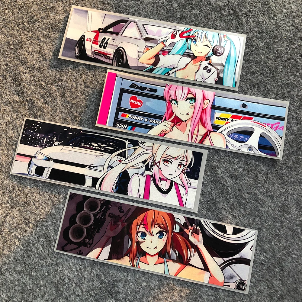 JDM Secondary Modification Car Girl Reflective Stickers Rear Window Combination Stickers Scratch Masking Car Stickers