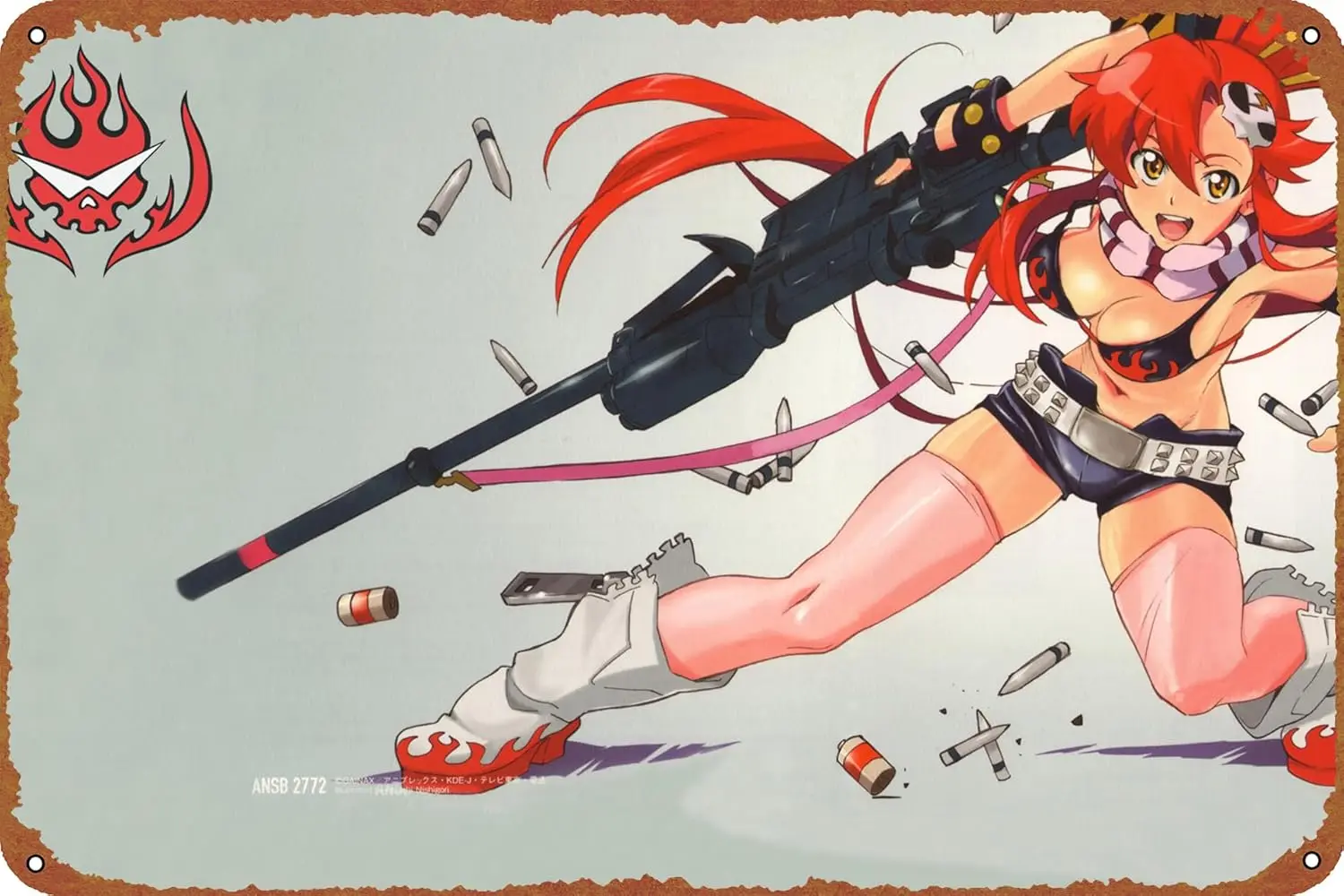 Yoko Littner Tengen Toppa Gurren Lagann Sniper Rifle Bikini Bullet Yellow Eyes Red Hair Thigh Highs Scarf Gun Boots Shorts Weapo