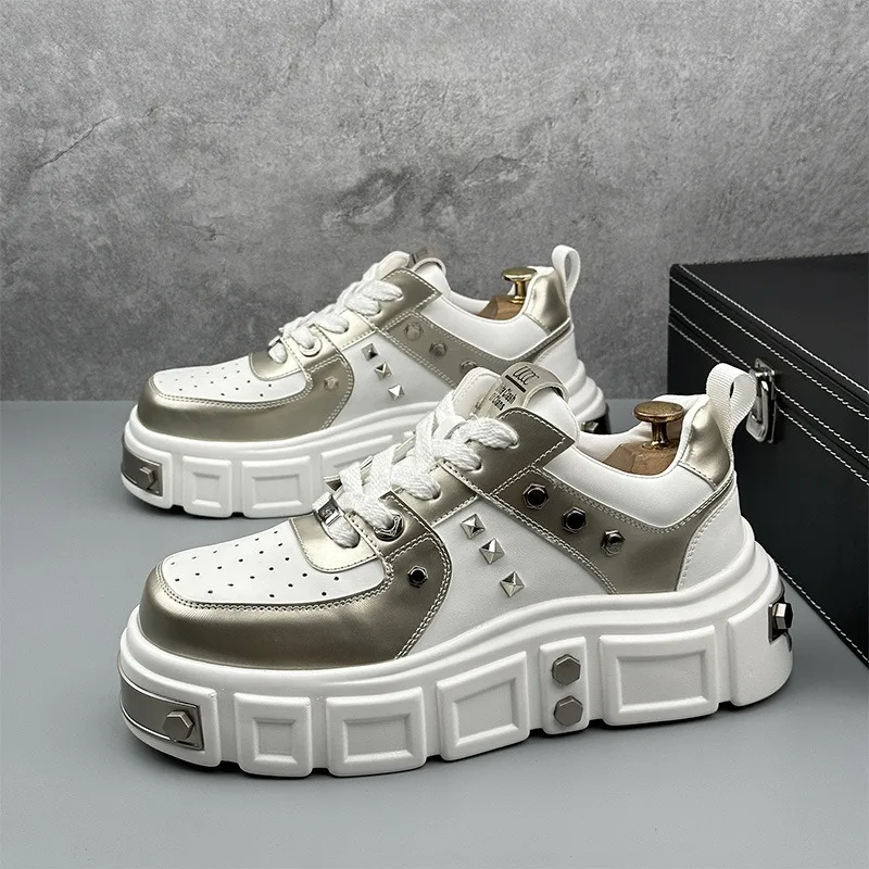 

Shoes for Men spot thick-soled heightening casual board shoe brand niche design sense fashionable rivet men shoes Zapatos Hombre