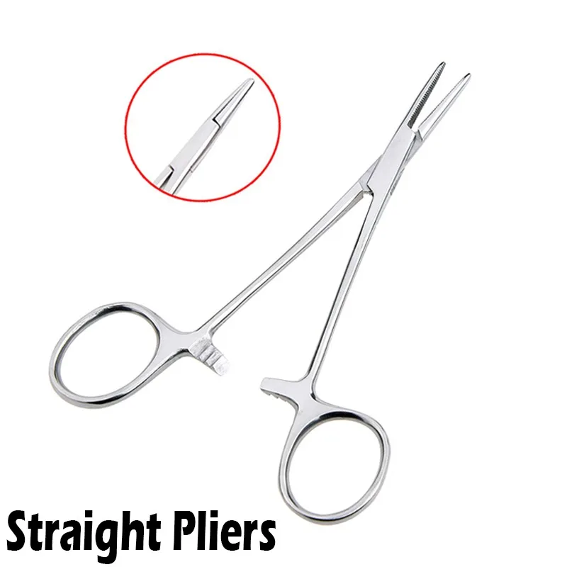 1pc Stainless Steel Straight and Elbow Surgical Tool 12.5/16/18cm Medical Dental Surgical Needle Holder Hemostatic Forceps Clamp