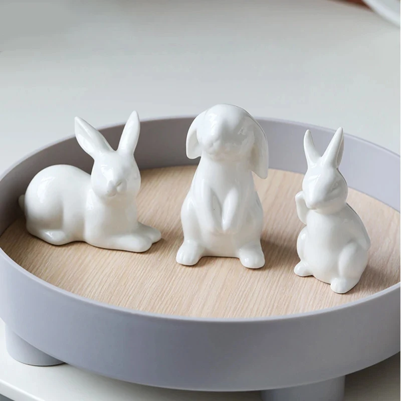 Figurines de lapin miniature Statue d'animaux Set de fée Jardin Plante Pot Micro paysage 6pcs