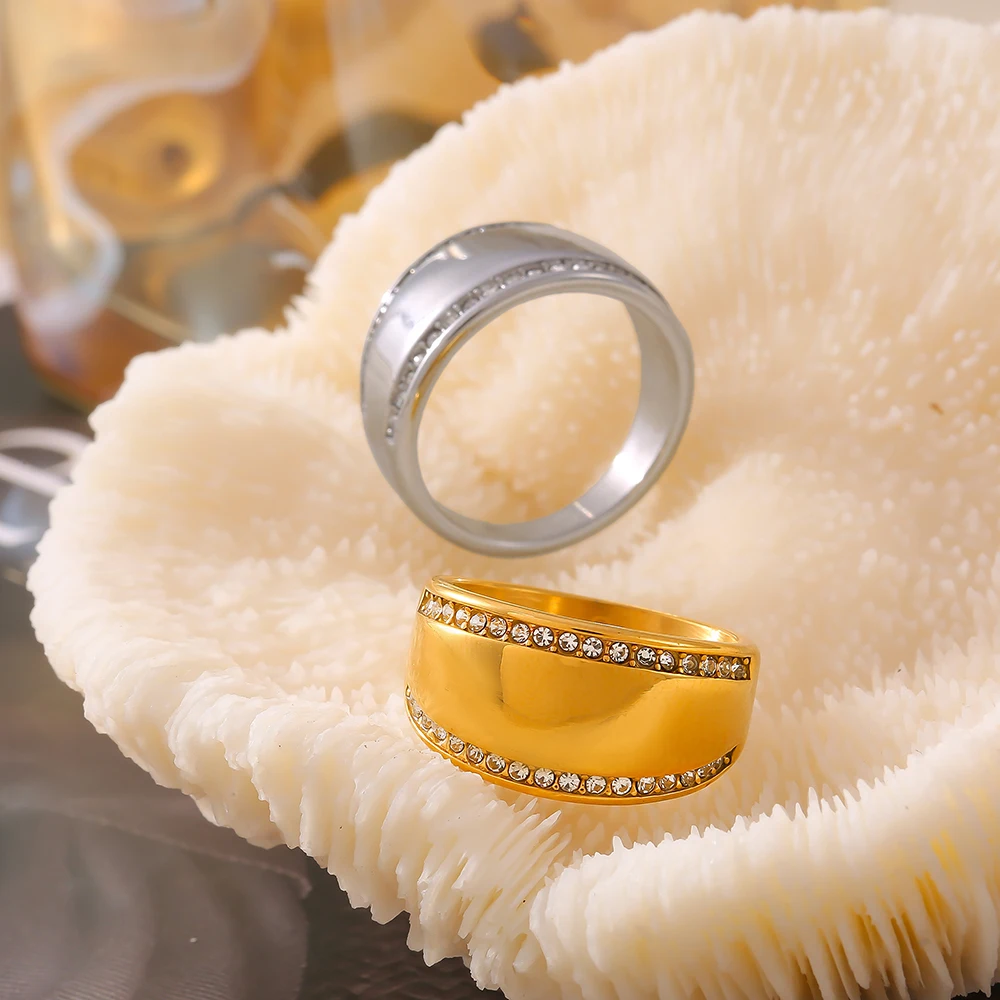 Кольцо женское из нержавеющей стали с золотым покрытием, 2024