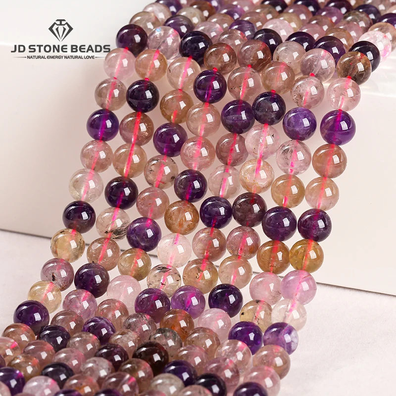Natural Colored Aurora Crystal Stone Bead Round Loose Spacer Gemstone Bead For Jewelry Making Diy Necklace Bracelet Accessory