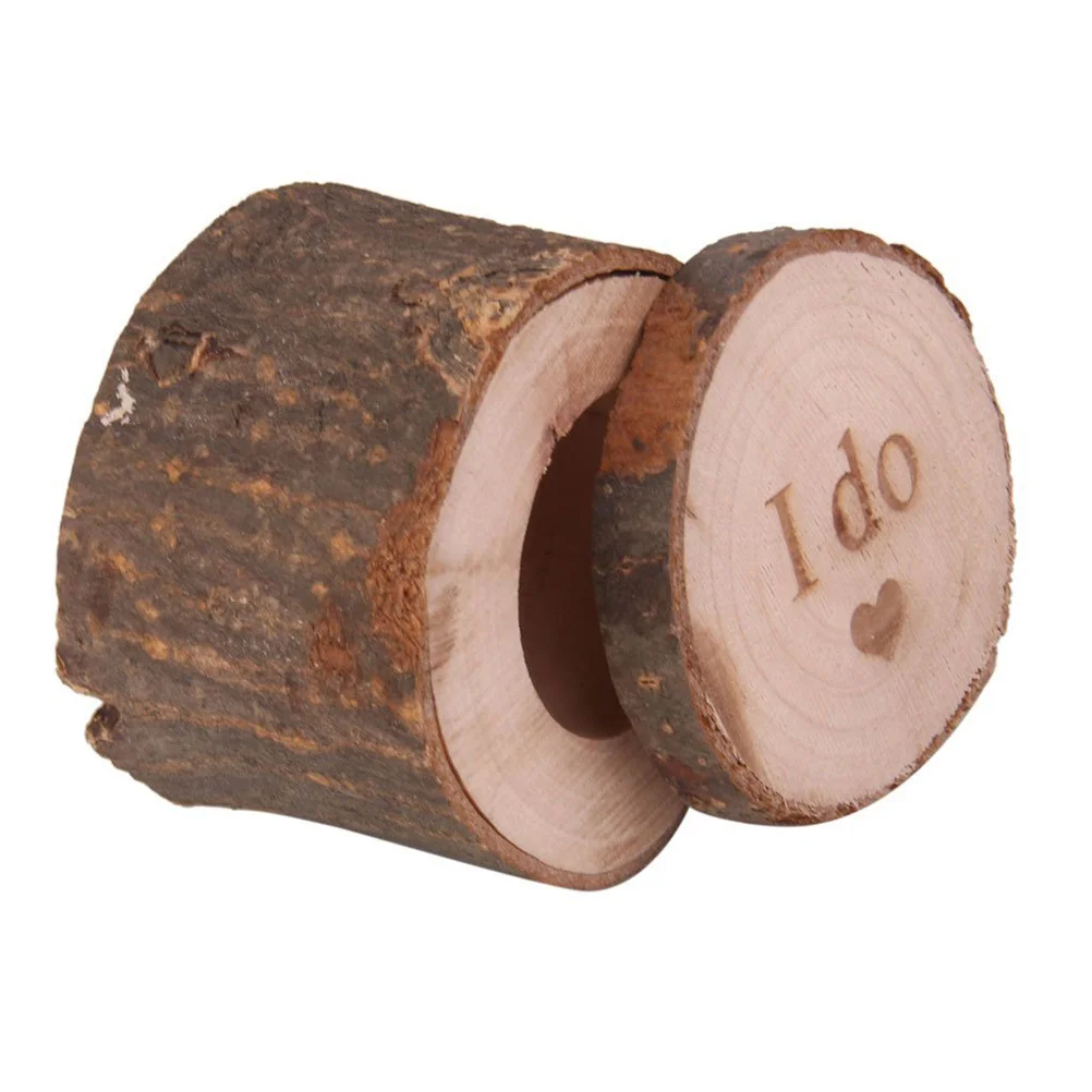 صندوق خاتم خشبي 6 سنتيمتر قطر 5 سنتيمتر ارتفاع اللون الطبيعي خمر رث شيك تصميم ريفي الزفاف أنا أفعل حلقة حامل