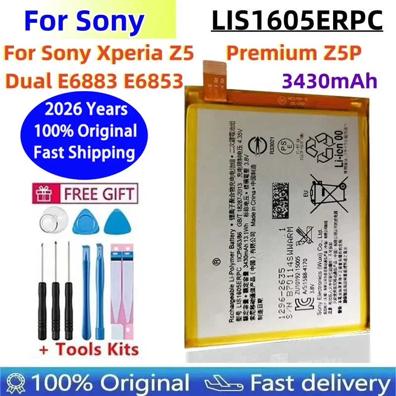 100% Original para SONY Xperia Z5 Premium Z5P Dual E6883 E6853 3430mAh LIS1605ERPC batería de repuesto para teléfono envío rápido