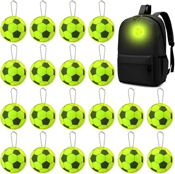 5/20PCS Football Reflective Keychain Night Safety Key Chain for Bags Backpack Pendant Reflector for Things Traffic Securi