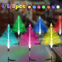 2PCS Solar Christmas Trees Light Outdoor Decoration 2 Size Xmas Tree Garden Light Waterproof Color Changing Solar Light Yard LED