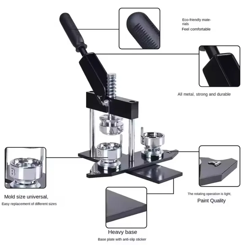 2-1/4 Inch 58mm Badge Button Maker Machine Manual Grade 50mm Round Badge Machine Set Includes Badge Machine Cutter + Consumables