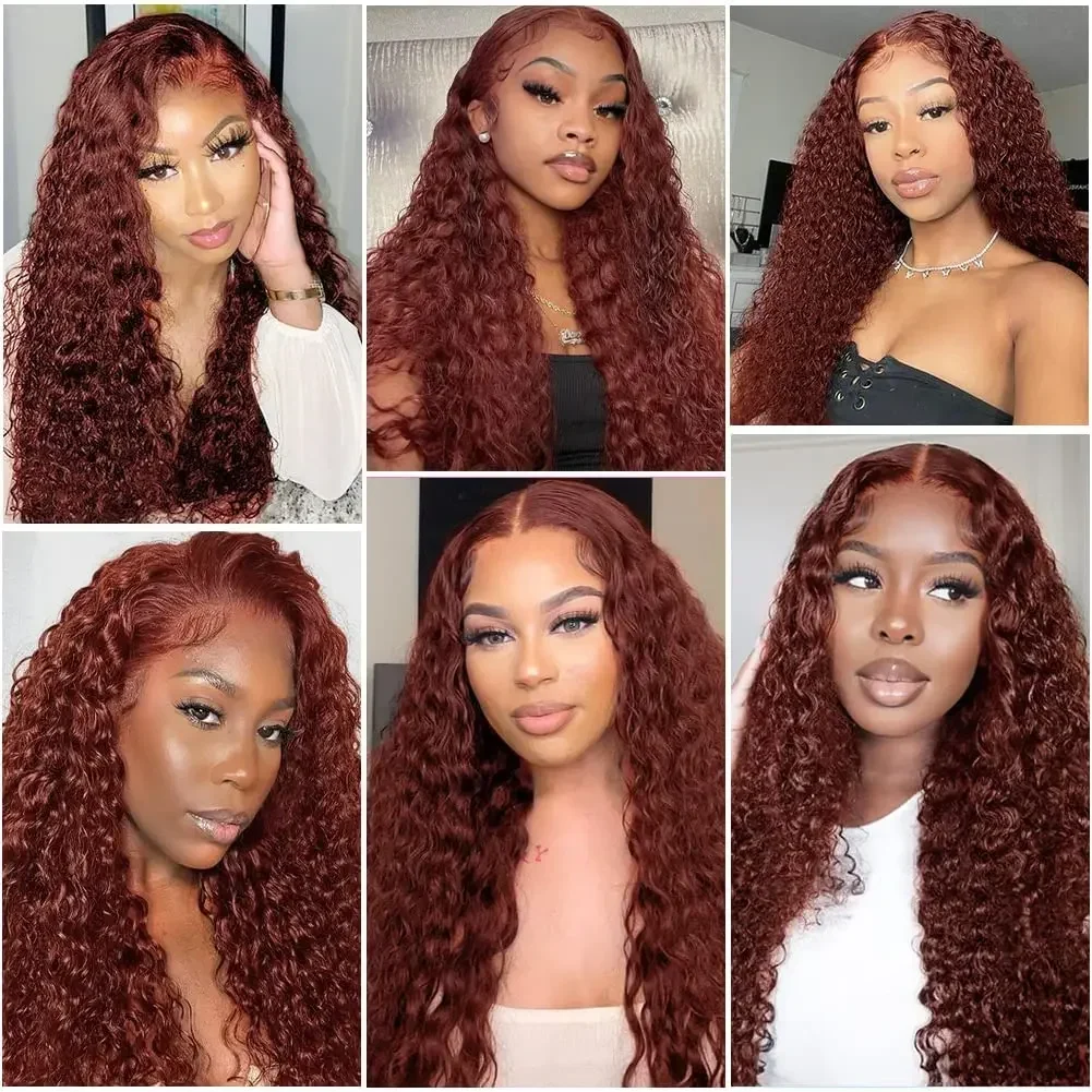 Kinky Curly Lace Front Wigs For Women Synthetic Lace Front Wig Reddish Brown Lace Pre Plucked With Baby Hair Lace Closured Wig