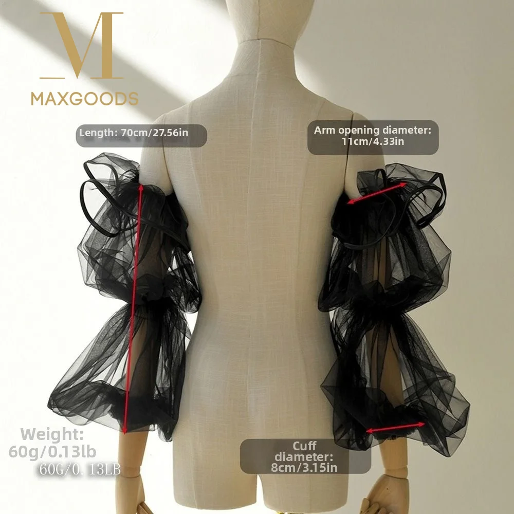新しい黒色のブライダルスリーブメッシュ通気性のあるウェディングアームカバーソフト花嫁取り外し可能なスリーブパーティー用