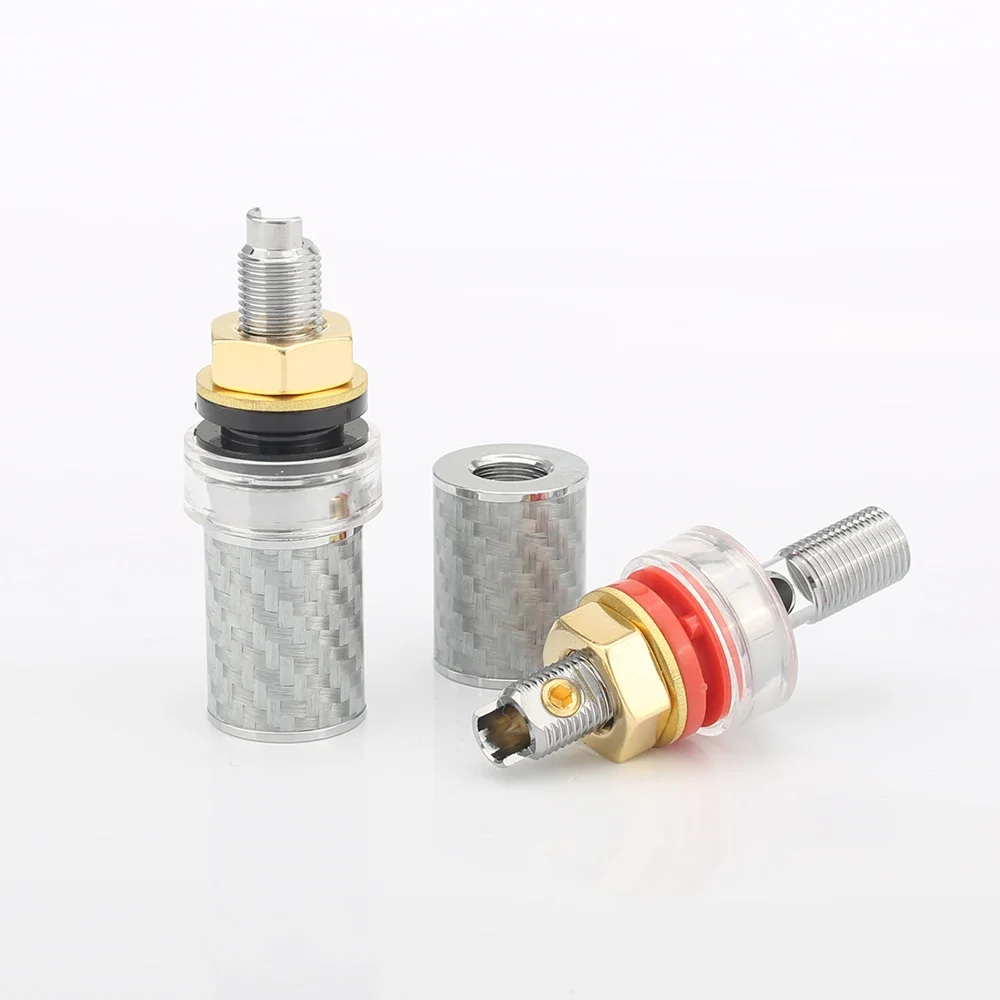 4xAudiocrast PS009 ลําโพงคาร์บอนไฟเบอร์ชุบโรเดียม amp Terminal Binding Post High End