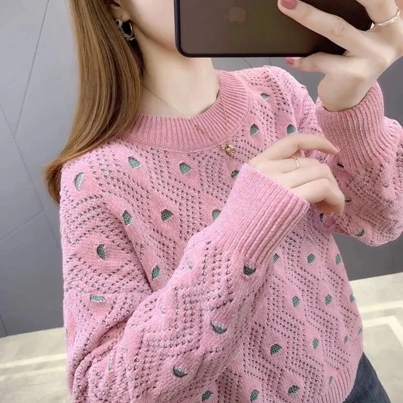 Autumn Winter New Ladies Women's Loose Versatile Lazy Design Sweater Unique Style Warm aAnd Comfortable Casual Solid Color Top