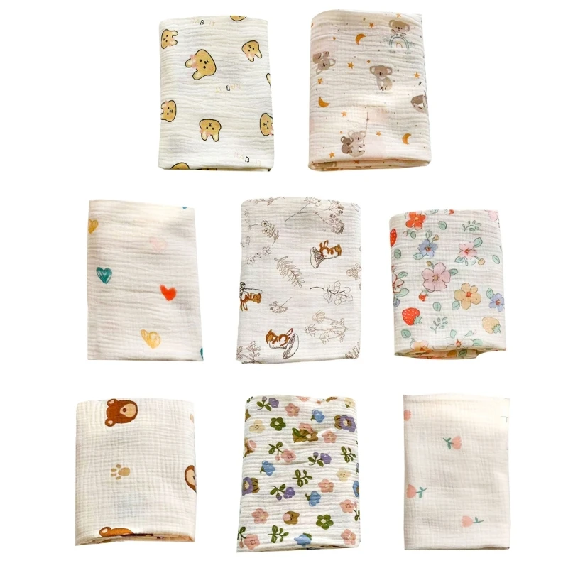 Baby Gauze-Cotton Print Wrap Blanket Infant Blanket Bath Towel Crib Bedding Non-fluorescent Newborn Blanket