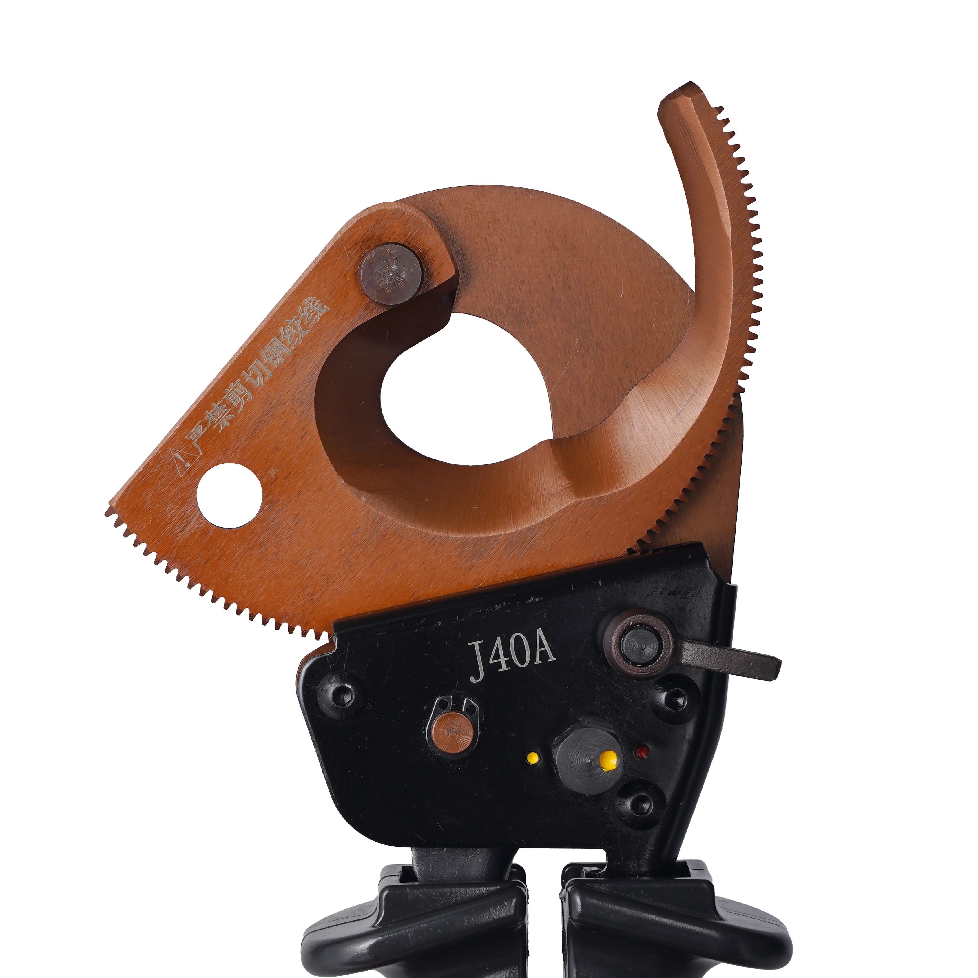 Tesoura manual de corte de cabo tipo catraca blindada de cobre e alumínio com alça curta e uma mão