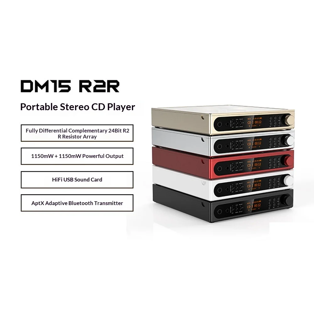 FiiO DM15 AKM Portable HiFi CD Player AKM AK4493S USB DAC Bluetooth Transmitter 4.4mm Balanced Output Rechargeable Audio Player
