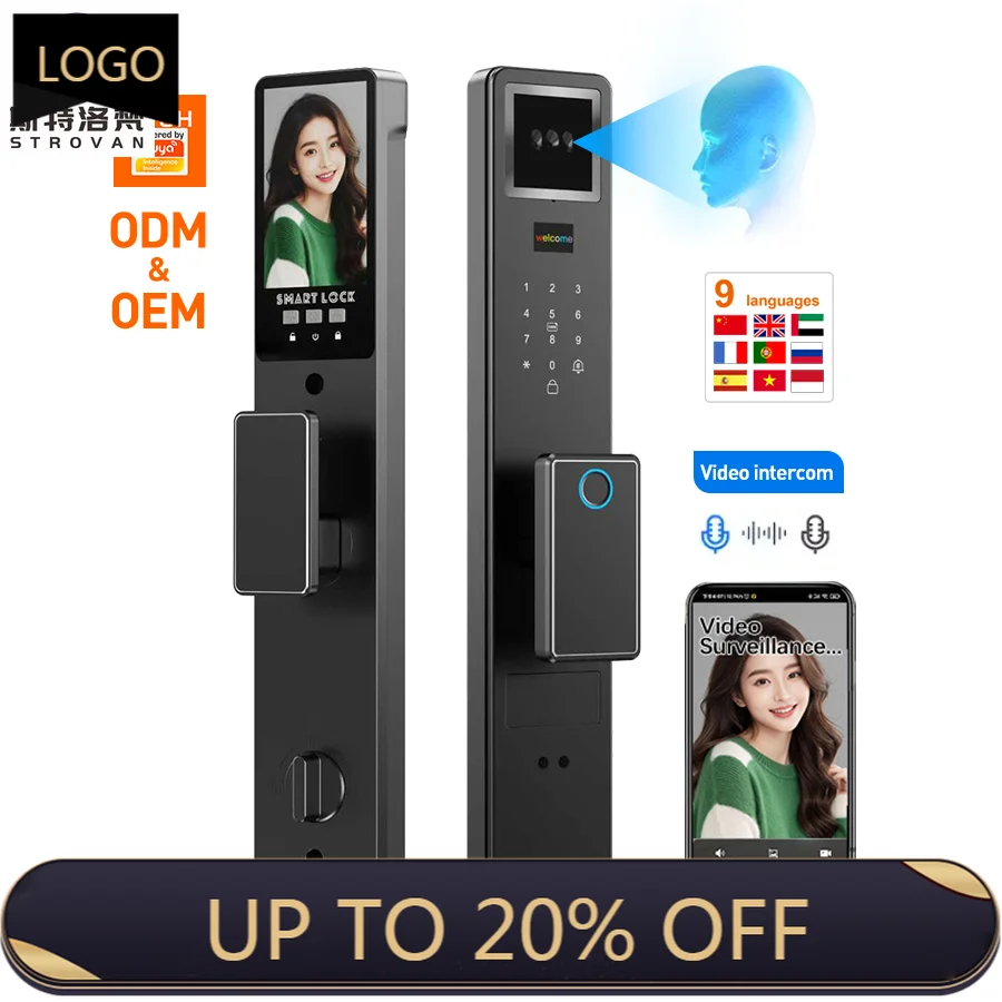 

STLF Tuya Wifi 3D Smart Door Lock with Fingerprint Digital Door Lock for Steel Door Aluminum Material Ai Smart Lock