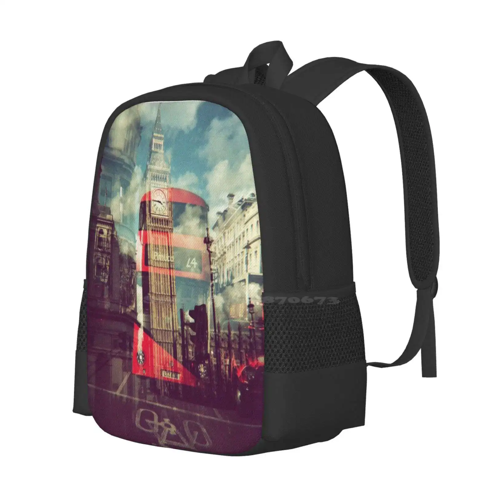 Nowhere Like London ของมาใหม่ unisex bags กระเป๋าสะพายนักเรียน London England Film Holga Double Exposure Big Ben BUS Double