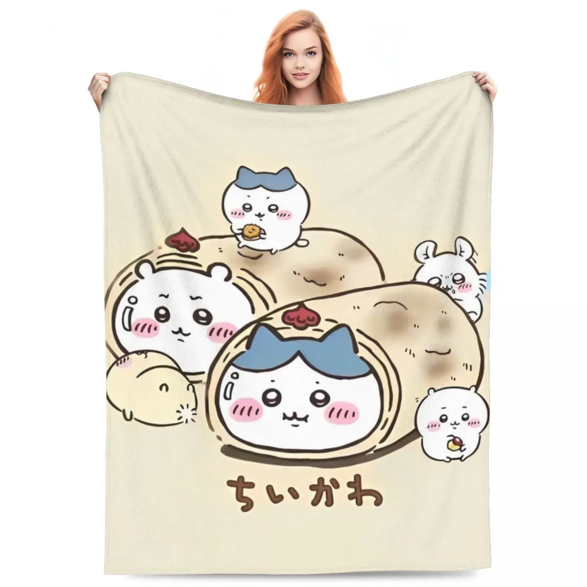 Chiikawa Hachiware Super Soft Blanket Camping Plush Throw Blanket Funny Living Room Flannel Bedspread Sofa Bed Cover