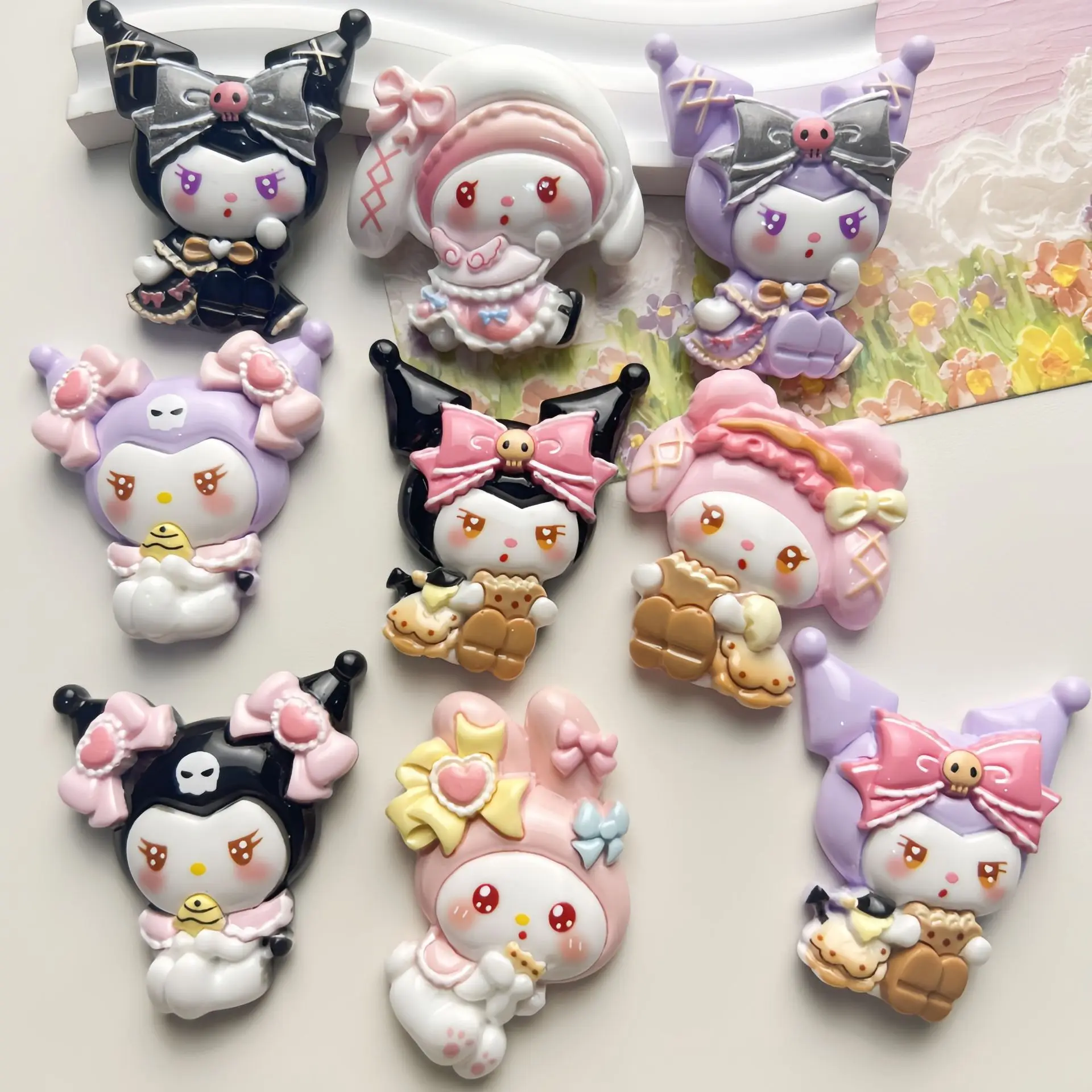 

Аксессуары для самостоятельной смолы Sanrio My Melody Black Series — кремовый клей, заколки для волос, чехлы для телефонов и магниты на холодильник