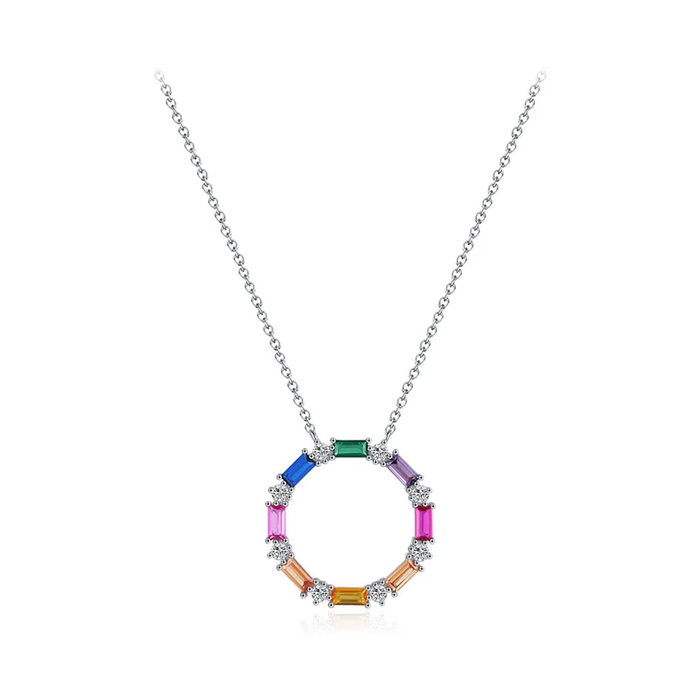 

Apexelle Luxury Jewelry 925 Sterling Silver Necklaces Colorful Zircon Pendant Necklace Trendy Versatile Fine Jewelry