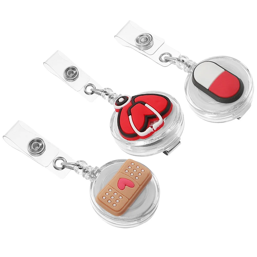 

3Pcs Retractable Badge Holders Portable Badge Clips Acrylic ABS Aluminium Alloy Id Card Holder for Nurses Employees