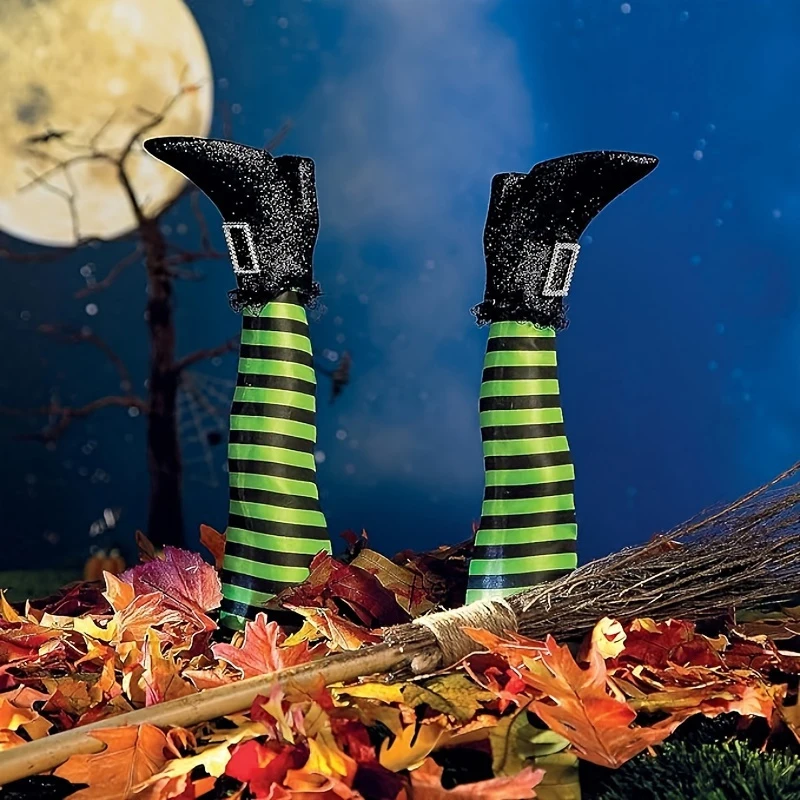 1 Pair Halloween Evil Witch Legs Front Yard Patio Lawn Garden Party Decoration Witch Fake Legs