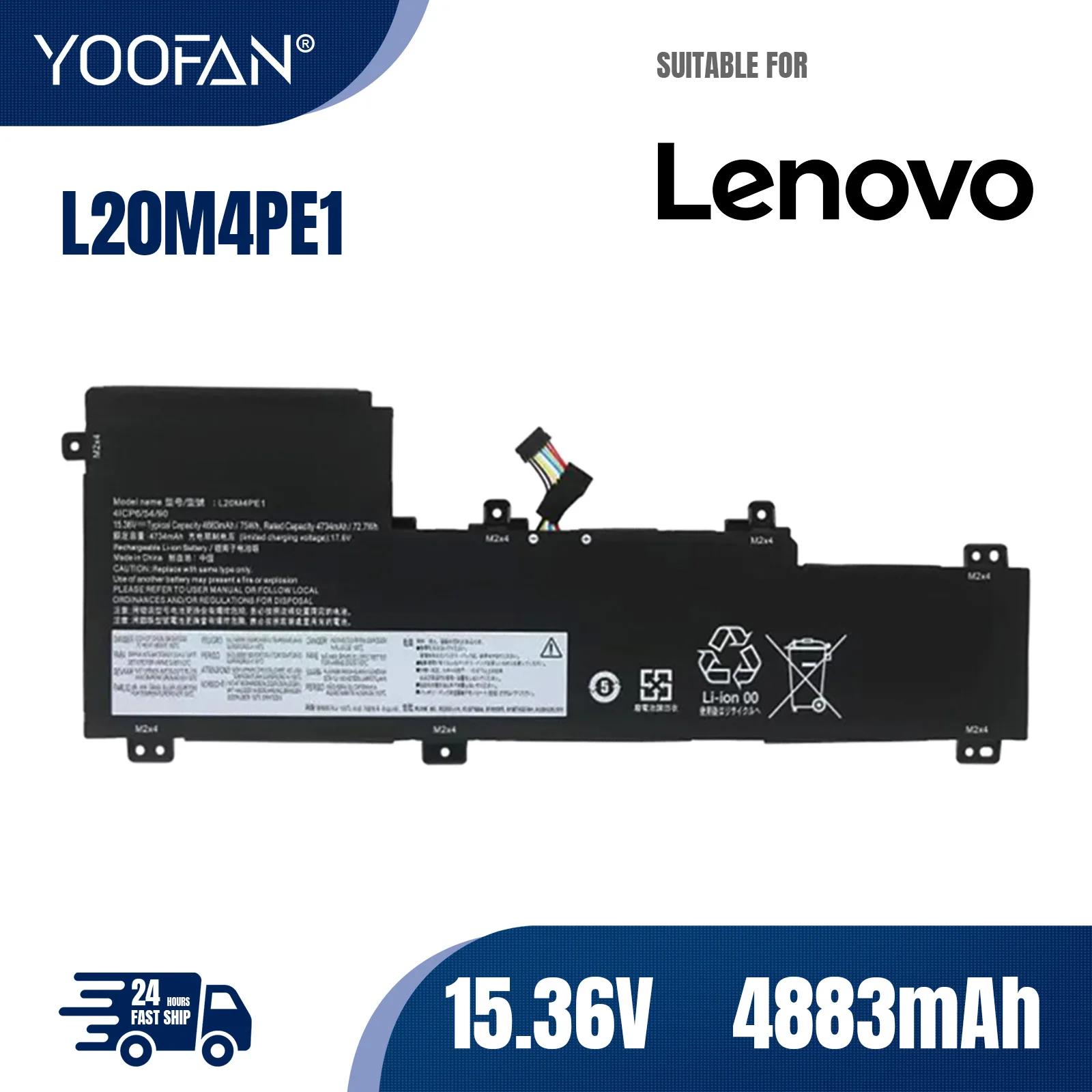 YOOFAN batería para ordenador portátil, pila para Lenovo IdeaPad 5 PRO 16ACH6 16ARH7 16IAH7 16IHU6 SB11B66553 5B11B66552