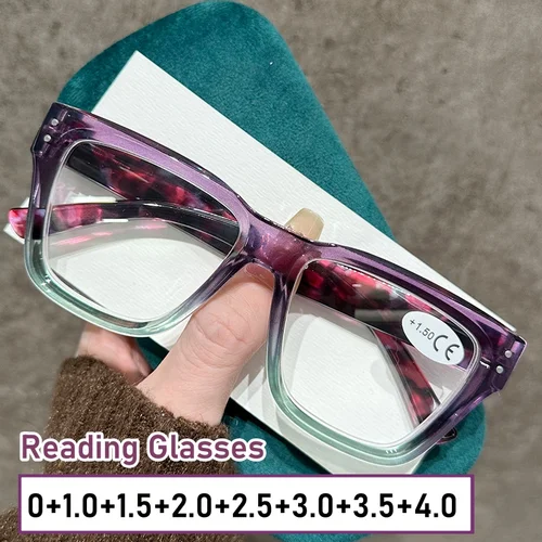 Imagen 1 del producto Gafas de lectura ultraligeras a la moda para hombre y mujer, anteojos con bloqueo de luz azul, para visión de lejos, presbicia de gran tamaño Vintage a la moda